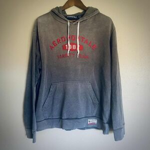 Aeropostale Mens L Dark Gray Hoodie Embroidered Logo Y2K‎ 2000's Streetwear